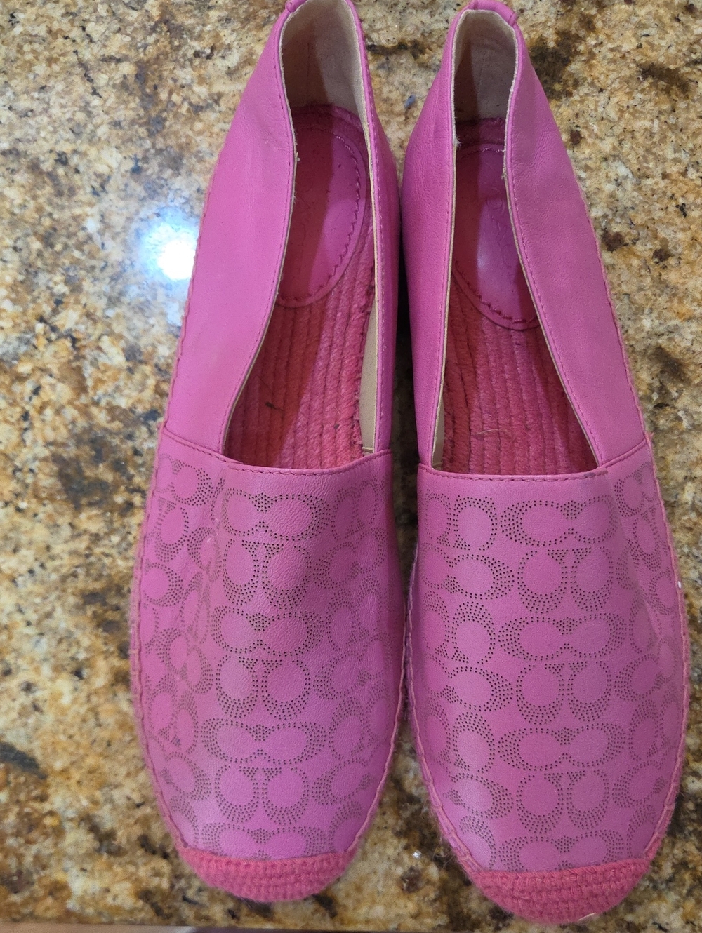 Coach Carley Pink Espadrilles Perforated Logo Slip-On Flats